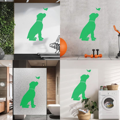 Fine Carving Decals Silhouette Dog And Butterfly Labrador Nursery Store Decoration