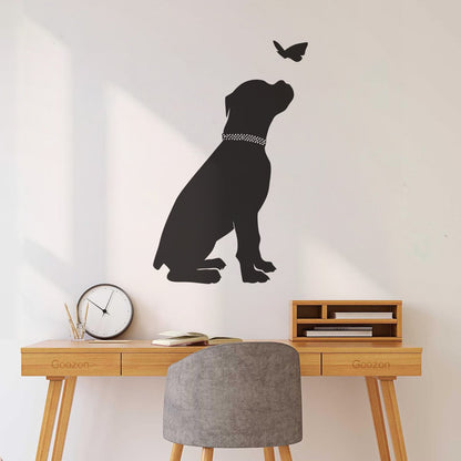 Fine Carving Decals Silhouette Dog And Butterfly Labrador Nursery Store Decoration