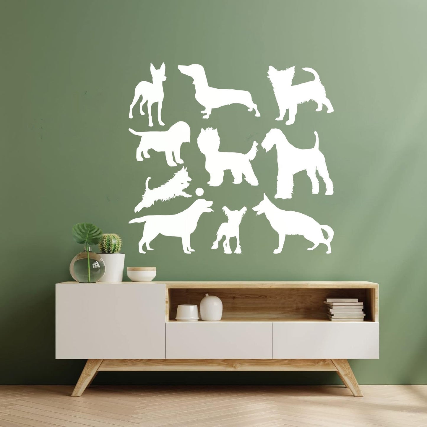 Silhouette Dog Breeds Pets Shop Care Vinyl Art Sticker Tattoo Culture