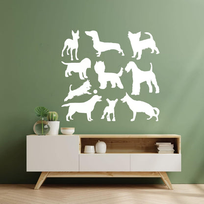 Silhouette Dog Breeds Pets Shop Care Vinyl Art Sticker Tattoo Culture