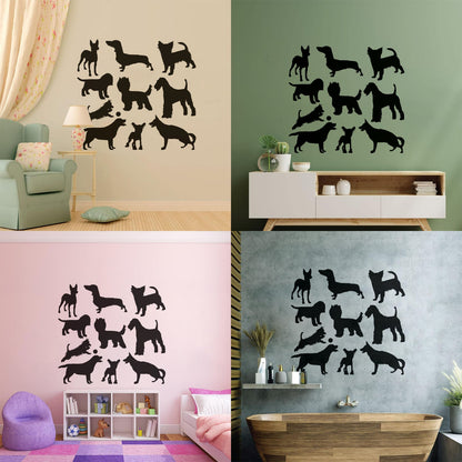 Silhouette Dog Breeds Pets Shop Care Vinyl Art Sticker Tattoo Culture