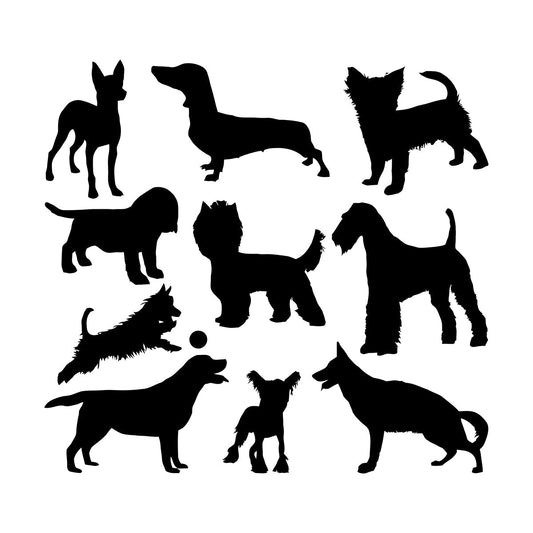 Silhouette Dog Breeds Pets Shop Care Vinyl Art Sticker Tattoo Culture