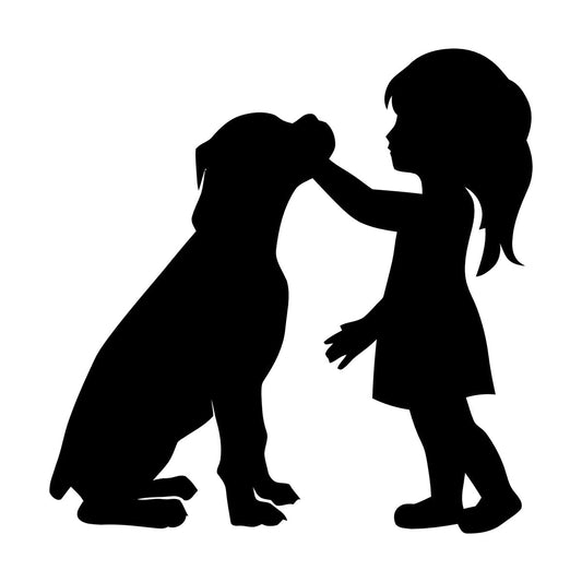 Engraving Stickers Silhouette Girl With Dog Pet Home Removable Without Leaving Glue