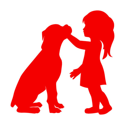 Engraving Stickers Silhouette Girl With Dog Pet Home Removable Without Leaving Glue