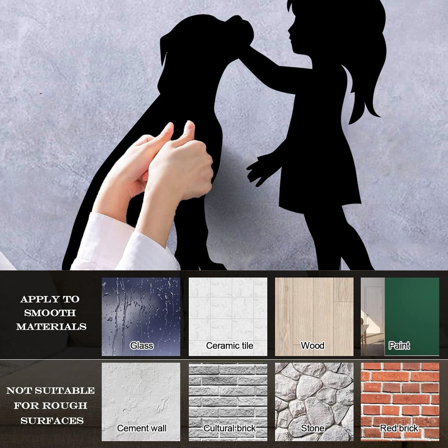 Engraving Stickers Silhouette Girl With Dog Pet Home Removable Without Leaving Glue