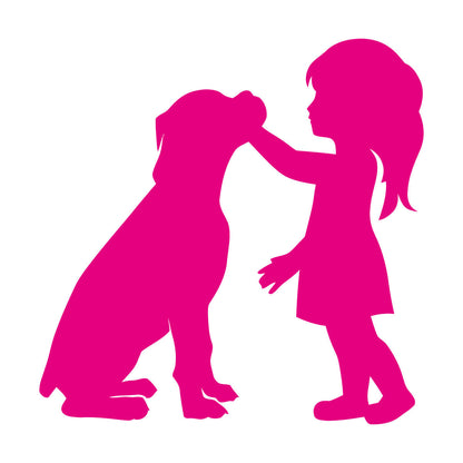Engraving Stickers Silhouette Girl With Dog Pet Home Removable Without Leaving Glue