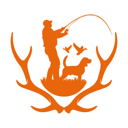 Wall Decals Pvc Silhouette Hunter With Dog Hunting Dog Deer Antlers Do Not Damage The Wall Surface