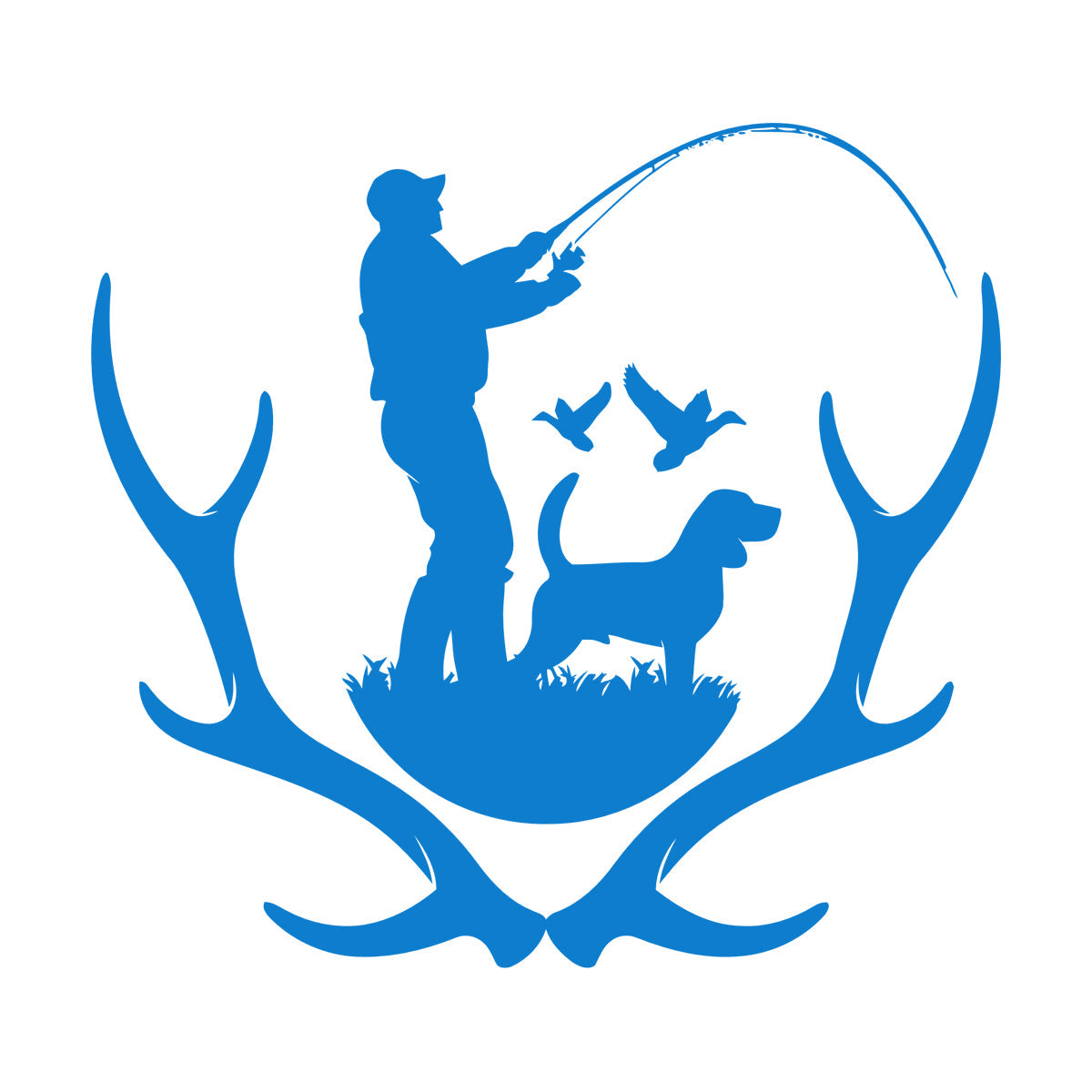 Wall Decals Pvc Silhouette Hunter With Dog Hunting Dog Deer Antlers Do Not Damage The Wall Surface