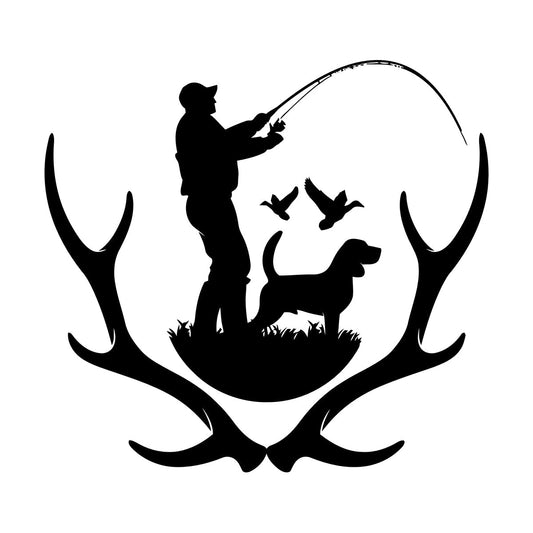 Wall Decals Pvc Silhouette Hunter With Dog Hunting Dog Deer Antlers Do Not Damage The Wall Surface
