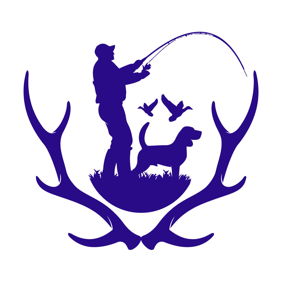 Wall Decals Pvc Silhouette Hunter With Dog Hunting Dog Deer Antlers Do Not Damage The Wall Surface