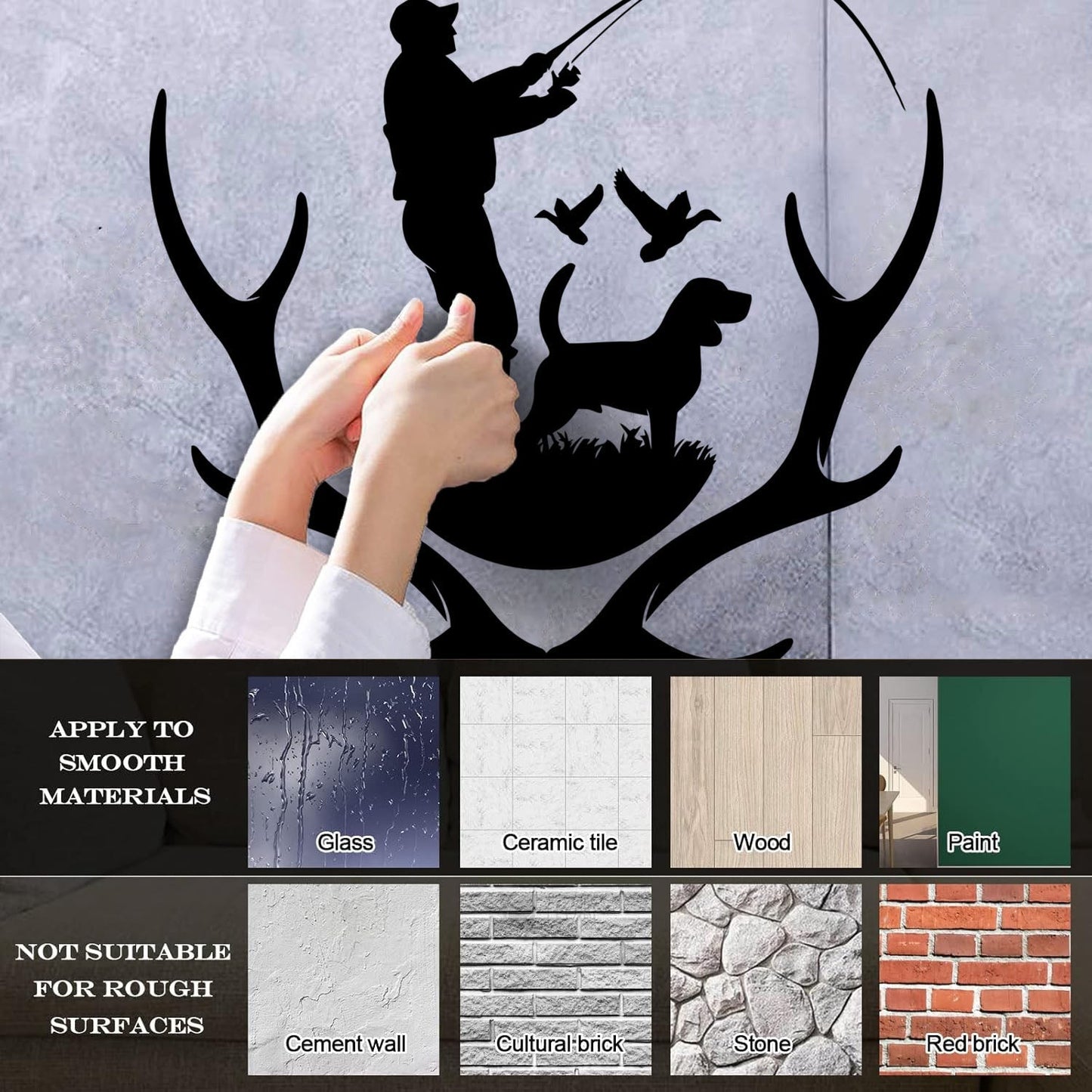 Wall Decals Pvc Silhouette Hunter With Dog Hunting Dog Deer Antlers Do Not Damage The Wall Surface