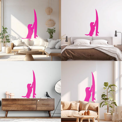 Vinyl Wall Stickers Surfboard Silhouette Dog Surfer Beach Style Easy Installation