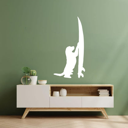 Vinyl Wall Stickers Surfboard Silhouette Dog Surfer Beach Style Easy Installation