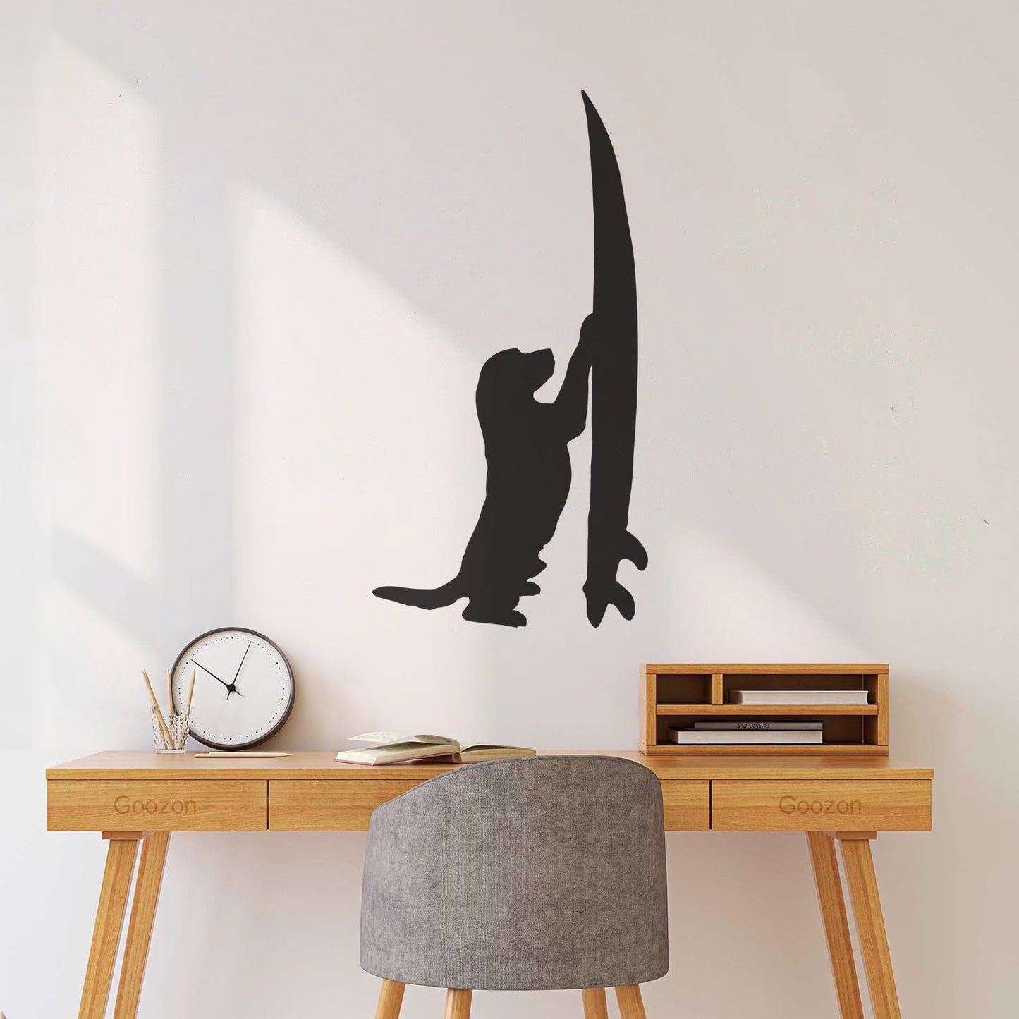 Vinyl Wall Stickers Surfboard Silhouette Dog Surfer Beach Style Easy Installation