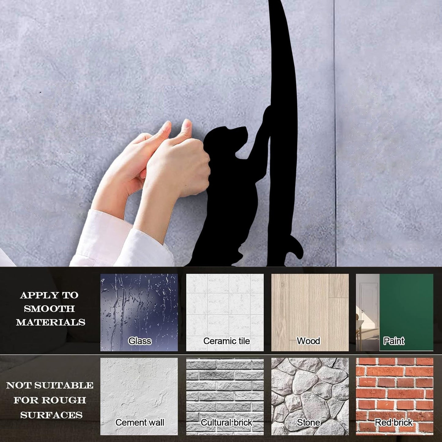 Vinyl Wall Stickers Surfboard Silhouette Dog Surfer Beach Style Easy Installation