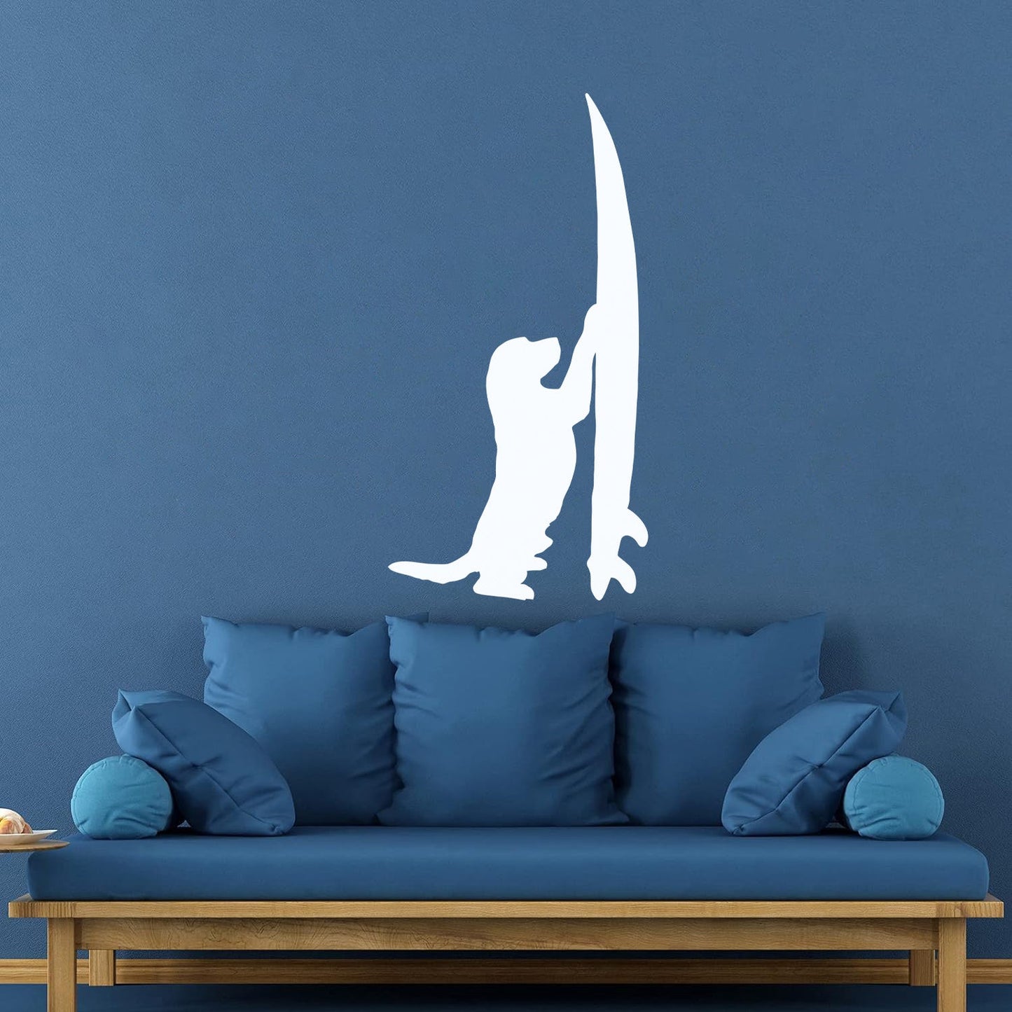Vinyl Wall Stickers Surfboard Silhouette Dog Surfer Beach Style Easy Installation