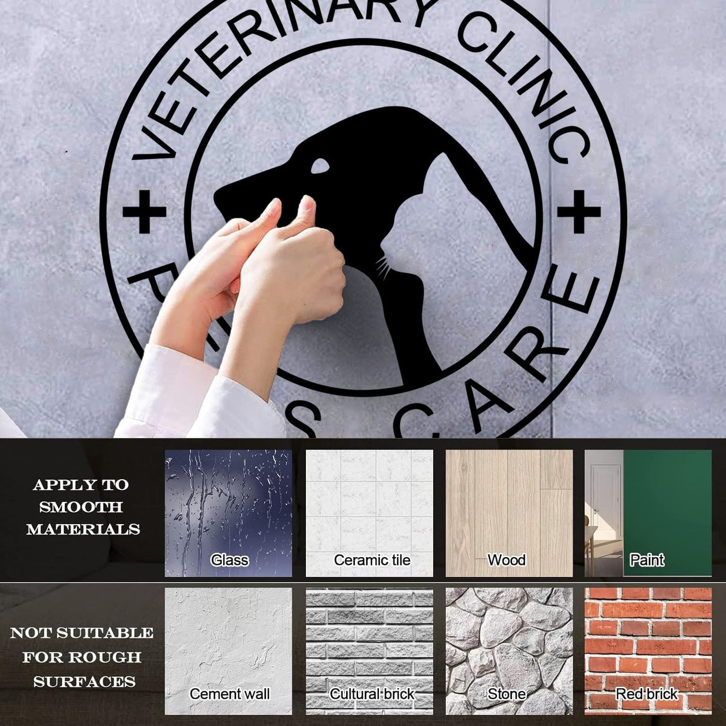 Engraving Decals Veterinary Care Cente Pet Hospital Dog Head Waterproof