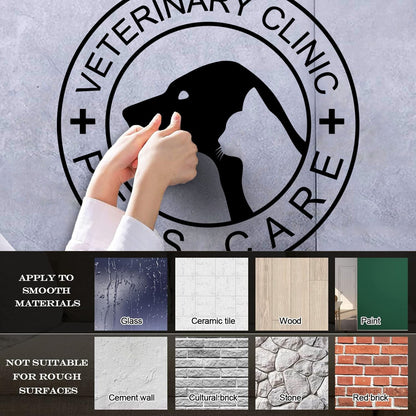 Engraving Decals Veterinary Care Cente Pet Hospital Dog Head Waterproof
