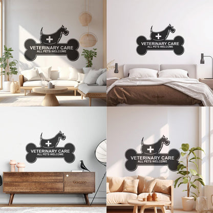 Mural And Wall Vinyl Decal Veterinary Care Signboard Pet Dog Bone It Won'T Fall Off