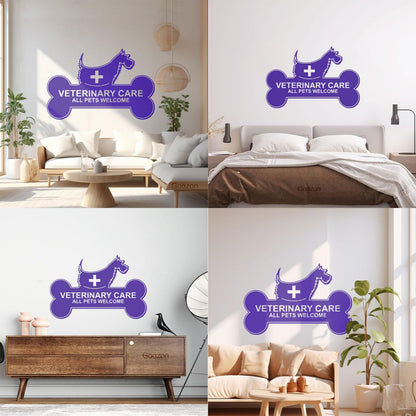 Mural And Wall Vinyl Decal Veterinary Care Signboard Pet Dog Bone It Won'T Fall Off