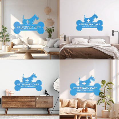 Mural And Wall Vinyl Decal Veterinary Care Signboard Pet Dog Bone It Won'T Fall Off
