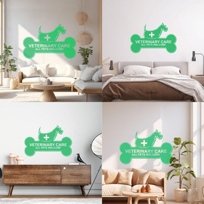 Mural And Wall Vinyl Decal Veterinary Care Signboard Pet Dog Bone It Won'T Fall Off