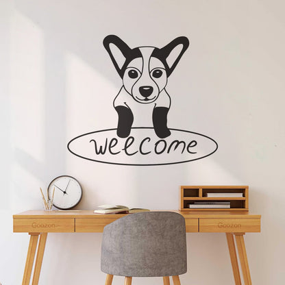 Fine Carving Decals Welcome Lettering Dog Puppy Sweet Home Car Body Decoration