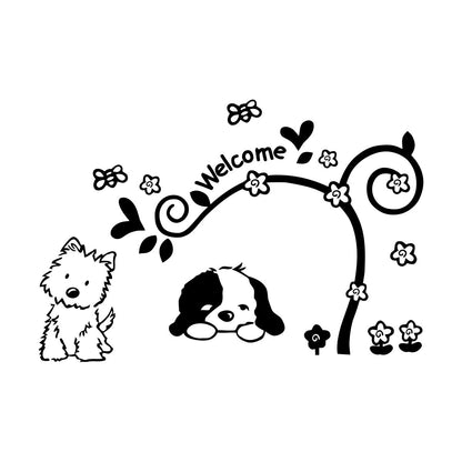 Vinyl Art Sticker Welcome Lettering Home Dogs Window Decals