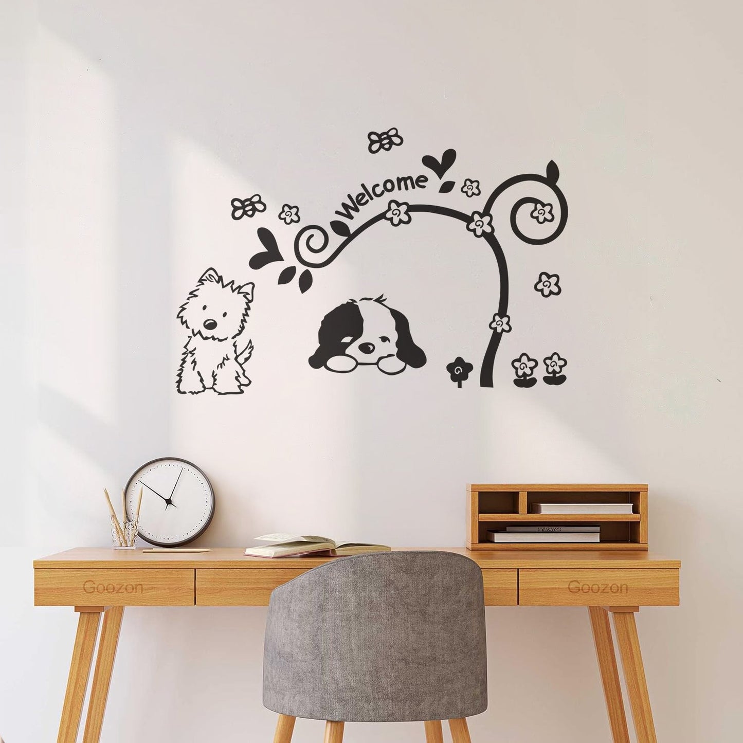 Vinyl Art Sticker Welcome Lettering Home Dogs Window Decals