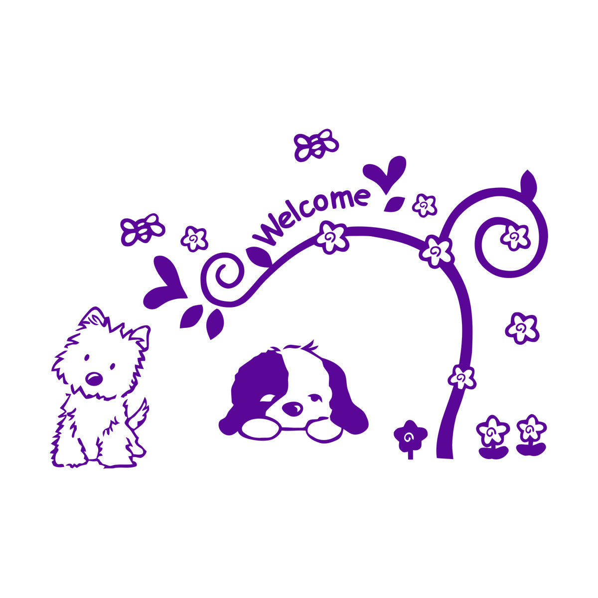 Vinyl Art Sticker Welcome Lettering Home Dogs Window Decals