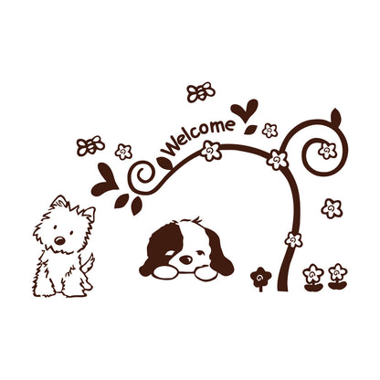 Vinyl Art Sticker Welcome Lettering Home Dogs Window Decals