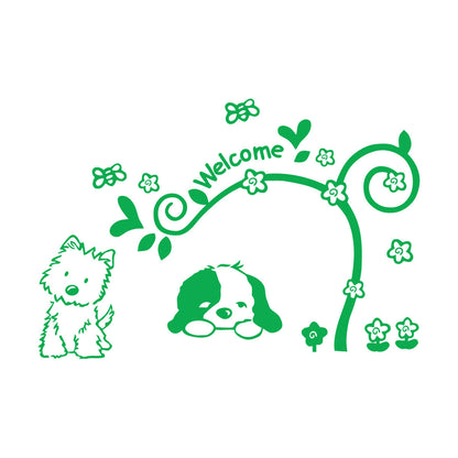 Vinyl Art Sticker Welcome Lettering Home Dogs Window Decals