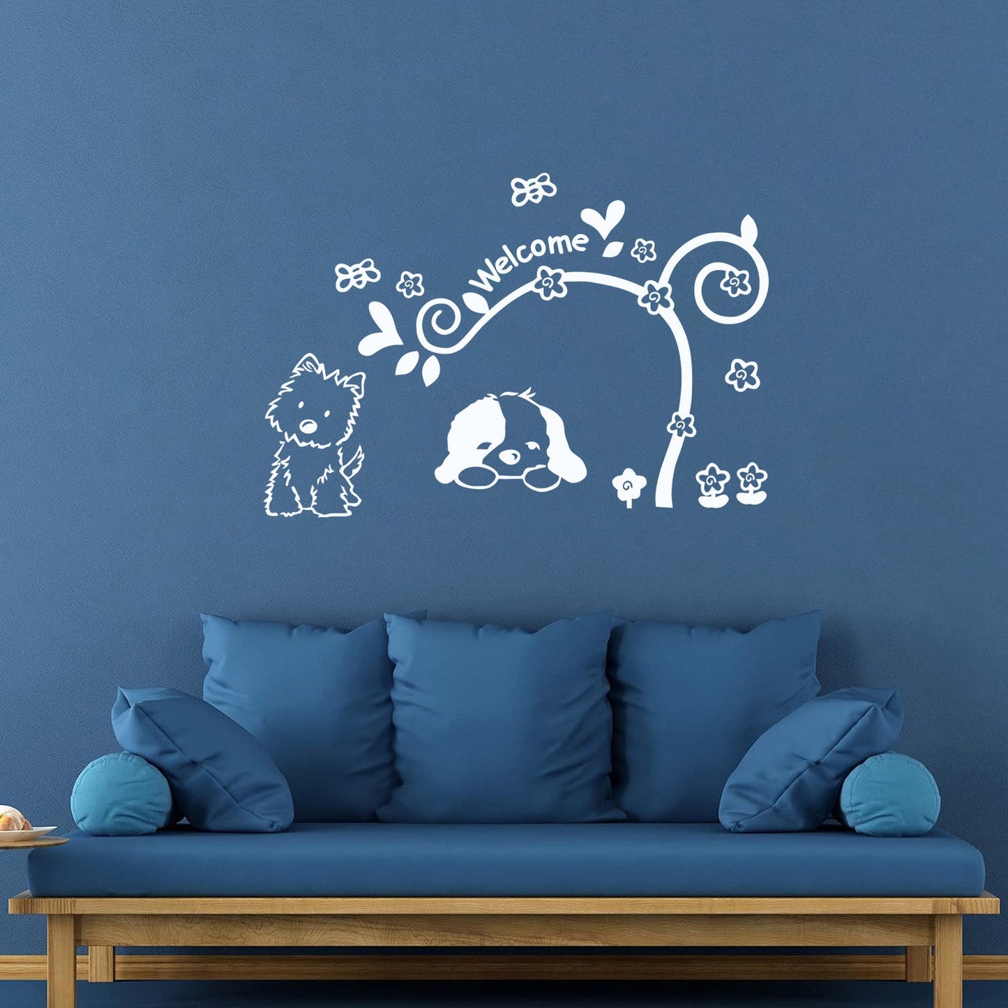 Vinyl Art Sticker Welcome Lettering Home Dogs Window Decals