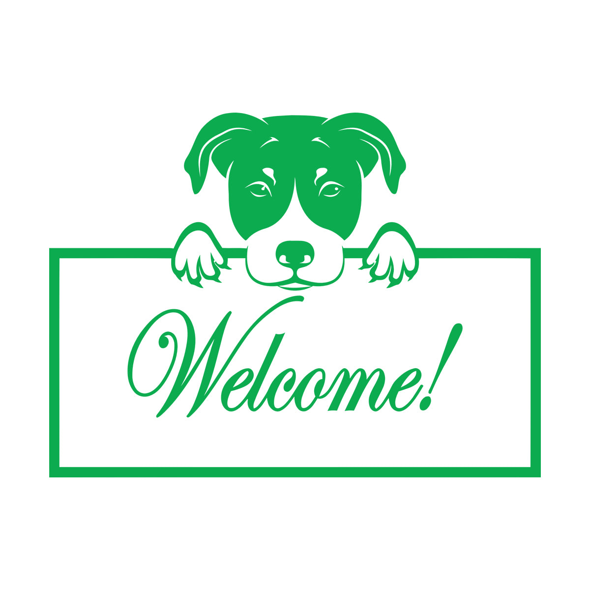 Welcome Lettering Cute Dog Head Engraving Stickers Glass Stickers