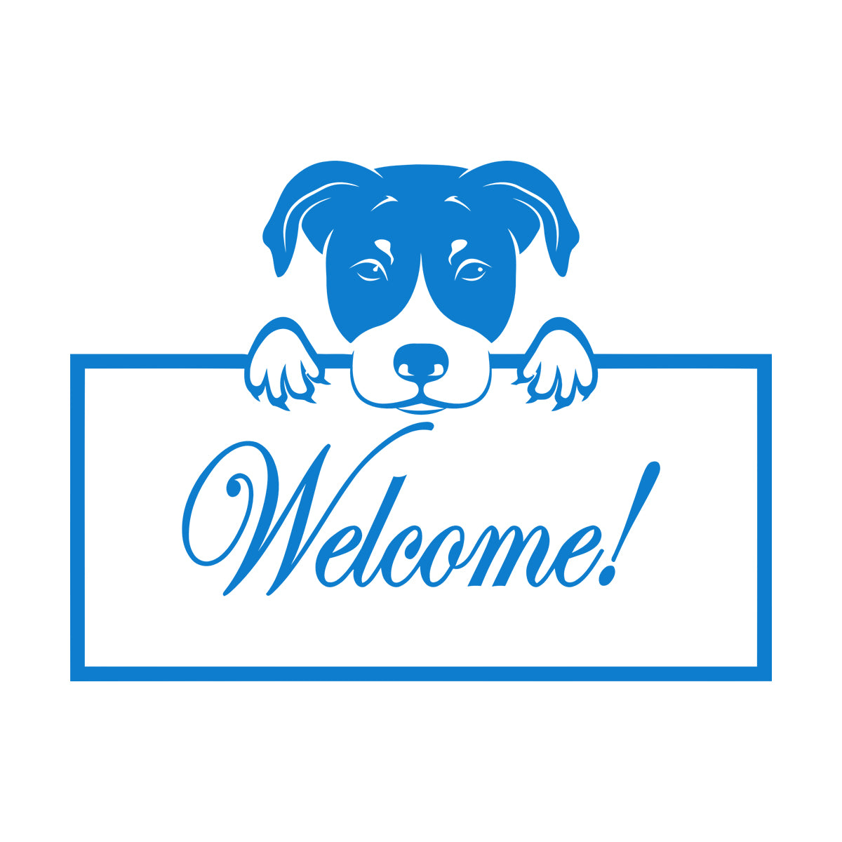 Welcome Lettering Cute Dog Head Engraving Stickers Glass Stickers
