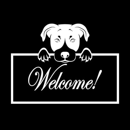 Welcome Lettering Cute Dog Head Engraving Stickers Glass Stickers