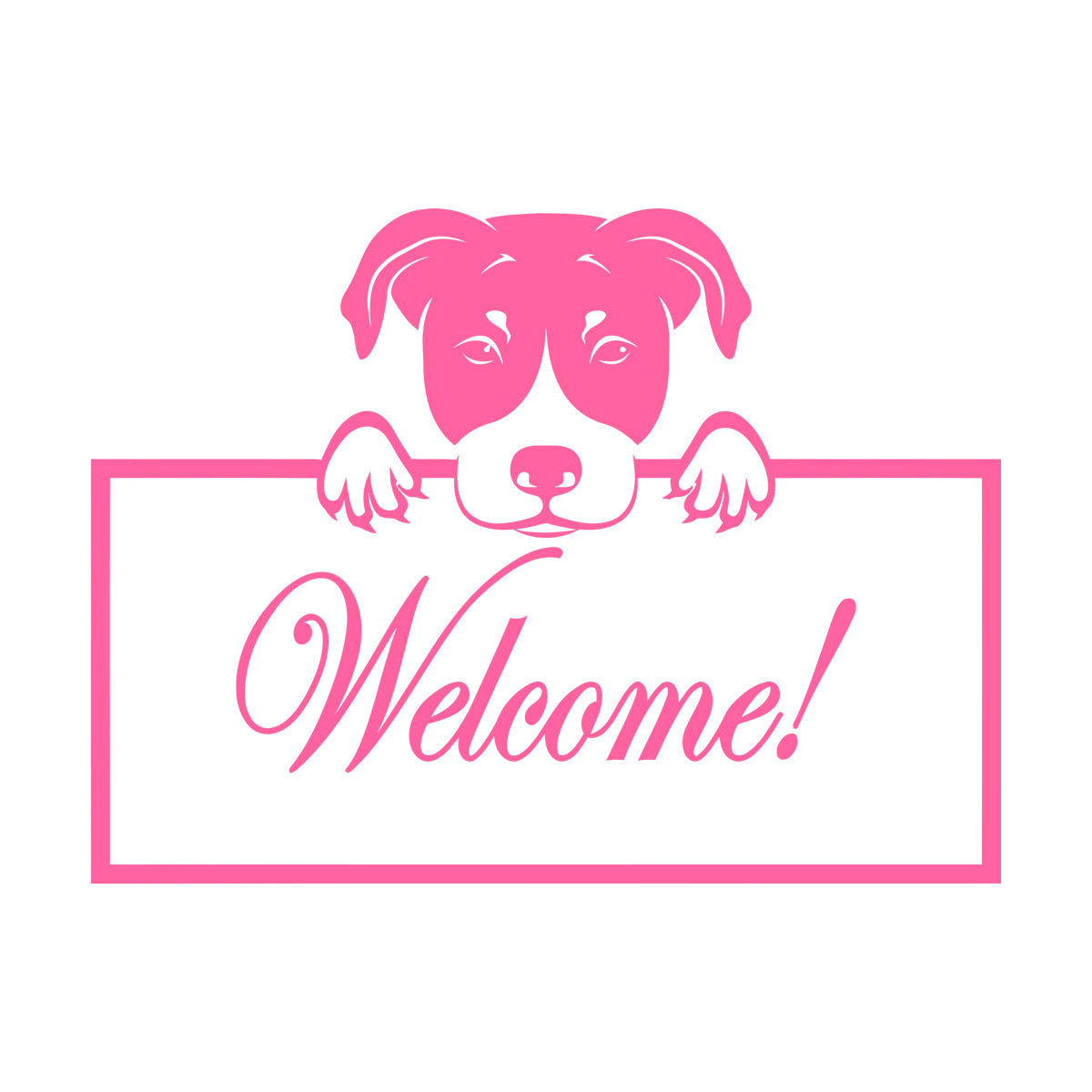 Welcome Lettering Cute Dog Head Engraving Stickers Glass Stickers