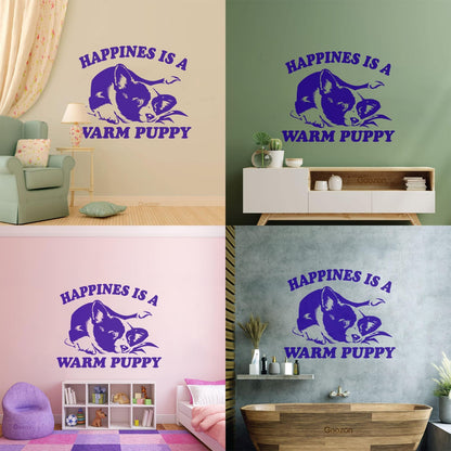 Vinyl Wall Stickers Pet Dog Cute Puppy Words Phrase Happiness Do Not Damage The Wall Surface