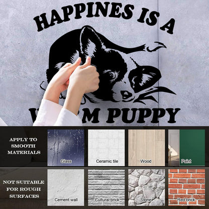 Vinyl Wall Stickers Pet Dog Cute Puppy Words Phrase Happiness Do Not Damage The Wall Surface
