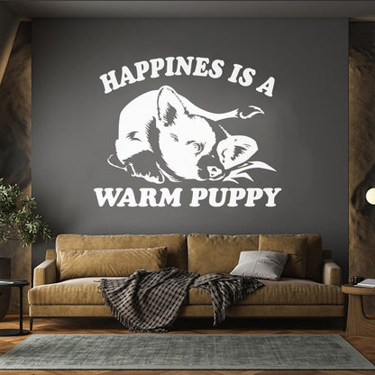 Vinyl Wall Stickers Pet Dog Cute Puppy Words Phrase Happiness Do Not Damage The Wall Surface