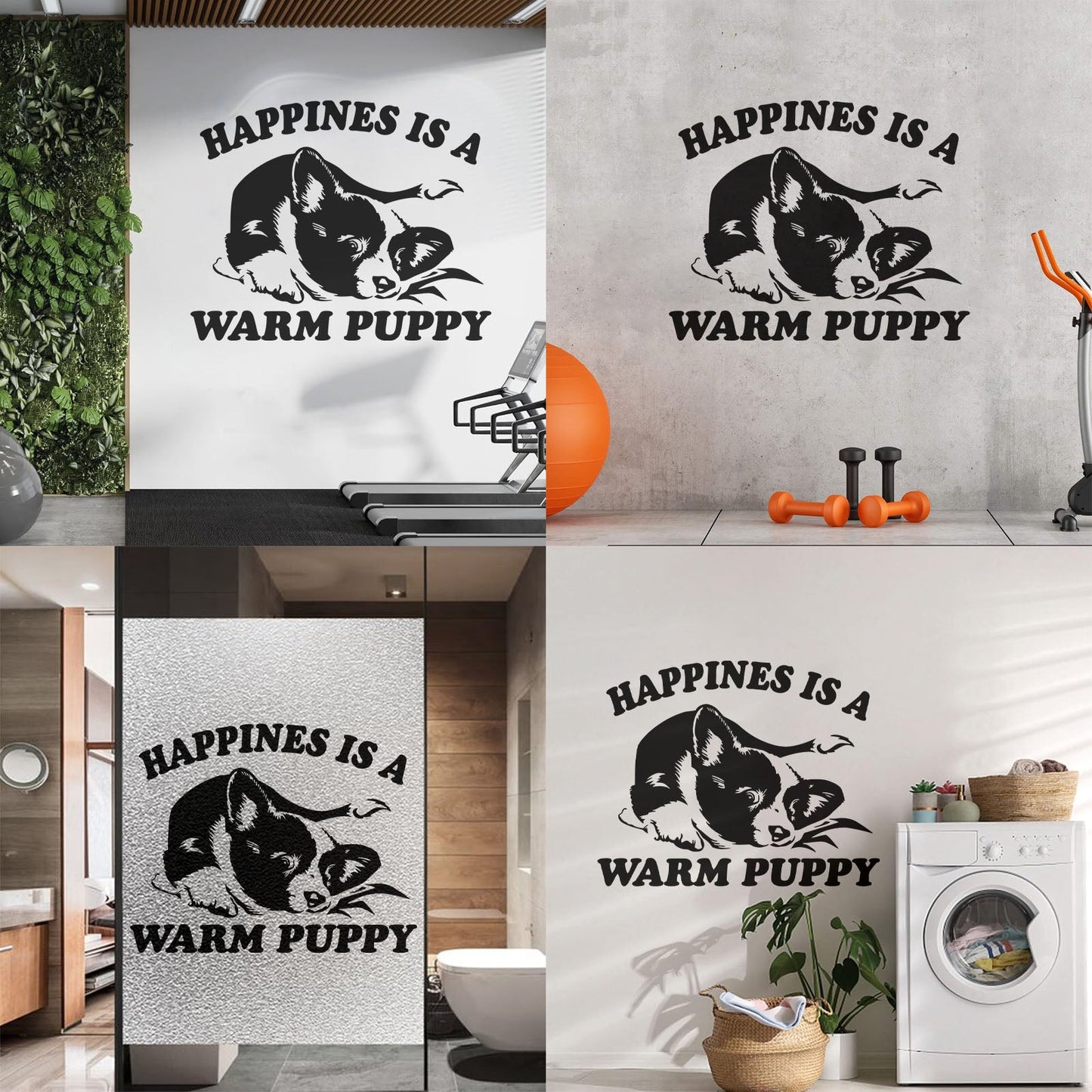 Vinyl Wall Stickers Pet Dog Cute Puppy Words Phrase Happiness Do Not Damage The Wall Surface