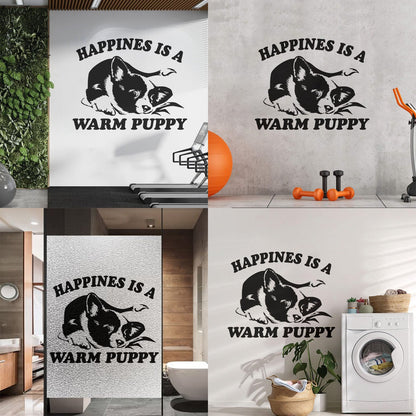 Vinyl Wall Stickers Pet Dog Cute Puppy Words Phrase Happiness Do Not Damage The Wall Surface