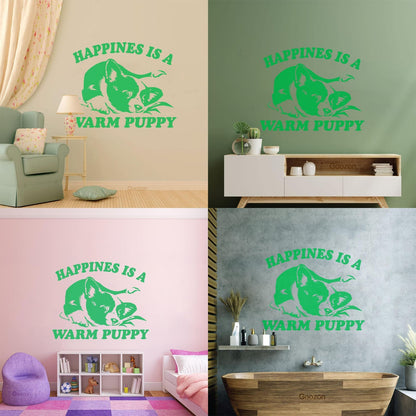 Vinyl Wall Stickers Pet Dog Cute Puppy Words Phrase Happiness Do Not Damage The Wall Surface