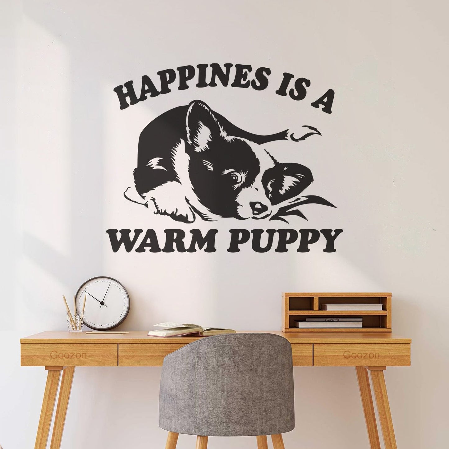 Vinyl Wall Stickers Pet Dog Cute Puppy Words Phrase Happiness Do Not Damage The Wall Surface