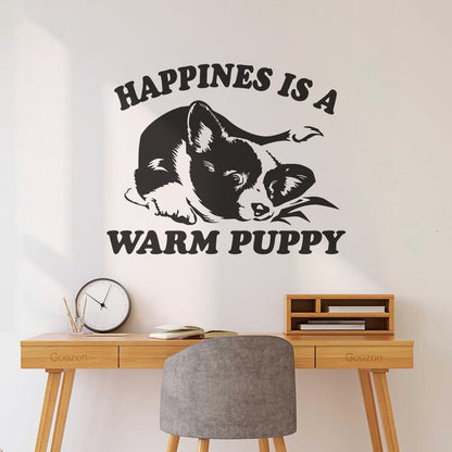 Vinyl Wall Stickers Pet Dog Cute Puppy Words Phrase Happiness Do Not Damage The Wall Surface