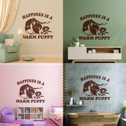 Vinyl Wall Stickers Pet Dog Cute Puppy Words Phrase Happiness Do Not Damage The Wall Surface