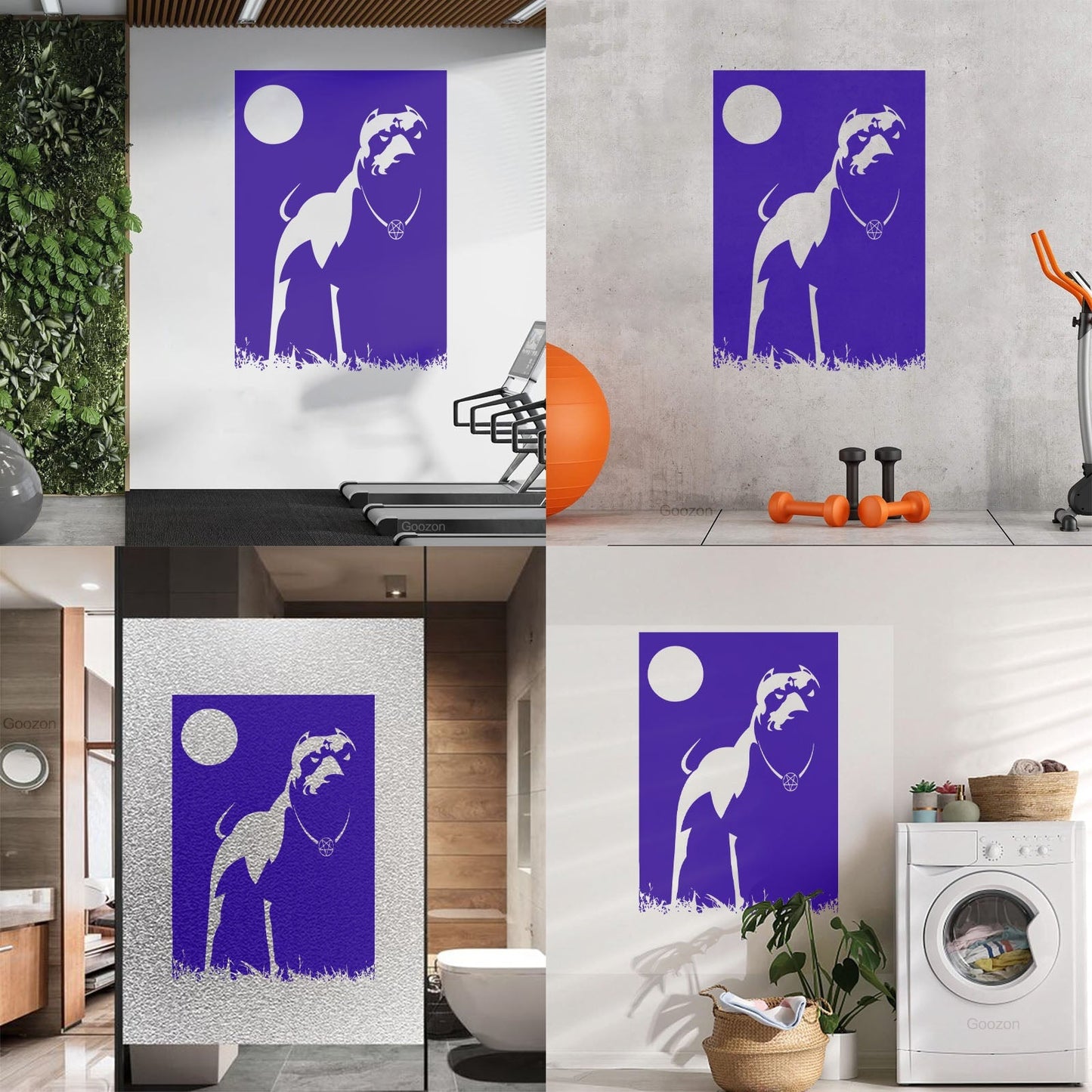 Engraving Decals Pitbull Dog Night Dark Moon Pentagram Cur Occult Easy Installation