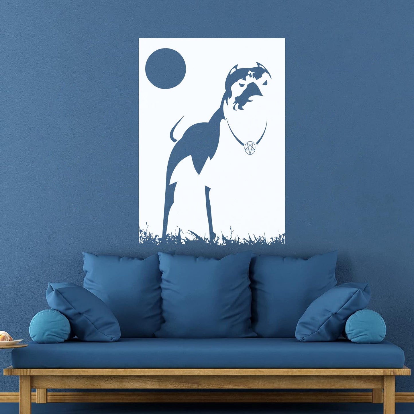 Engraving Decals Pitbull Dog Night Dark Moon Pentagram Cur Occult Easy Installation