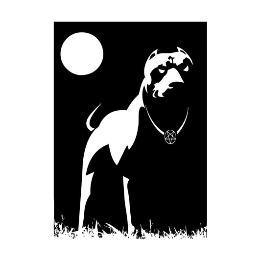 Engraving Decals Pitbull Dog Night Dark Moon Pentagram Cur Occult Easy Installation