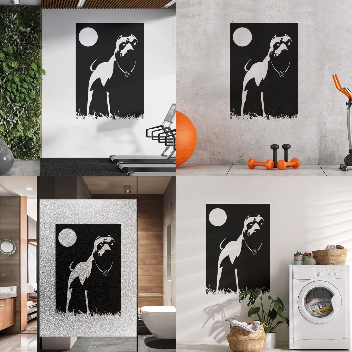 Engraving Decals Pitbull Dog Night Dark Moon Pentagram Cur Occult Easy Installation